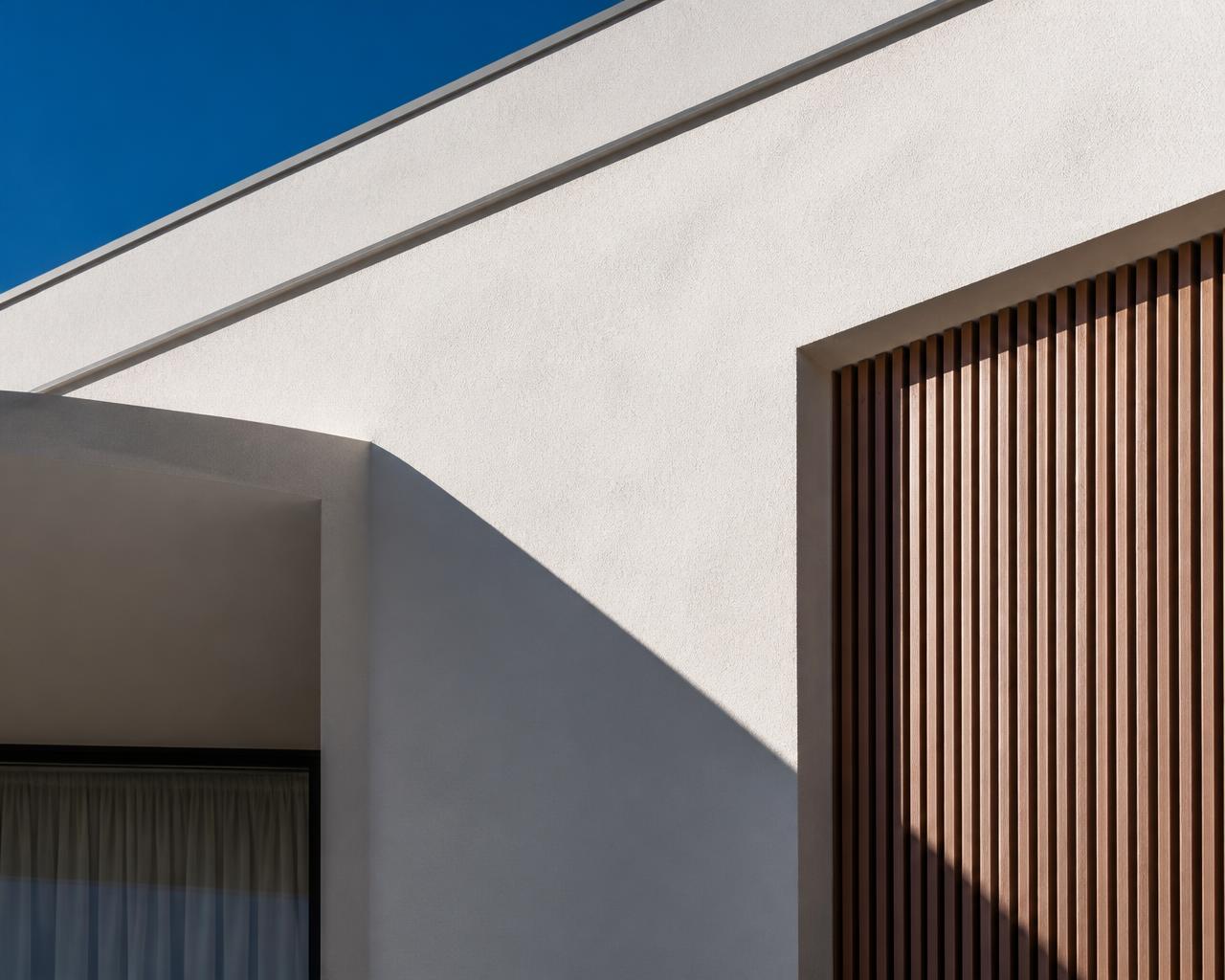 Contemporary painted facade in natural sunlight